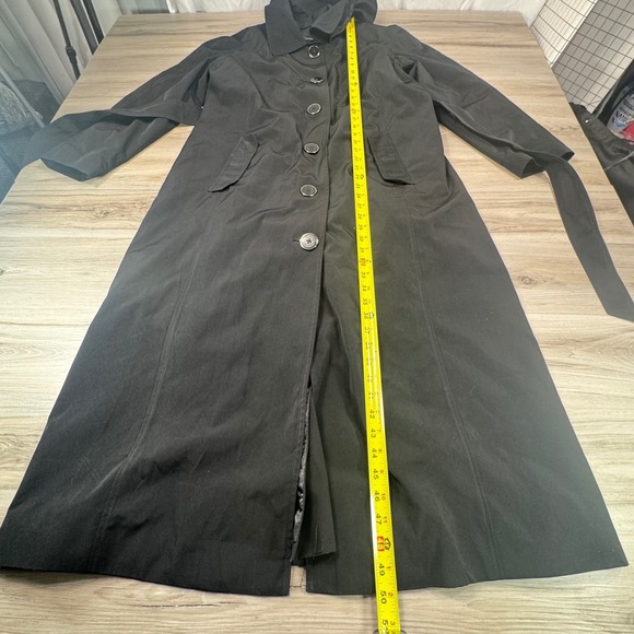 London Fog Women's Black Long Trench Coat with Removable Plaid Liner Size 14 - Picture 10 of 12